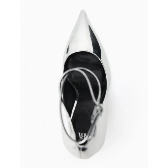 NEW! Zara Silver Metallic Heels Size 42 - Picture 5 of 13